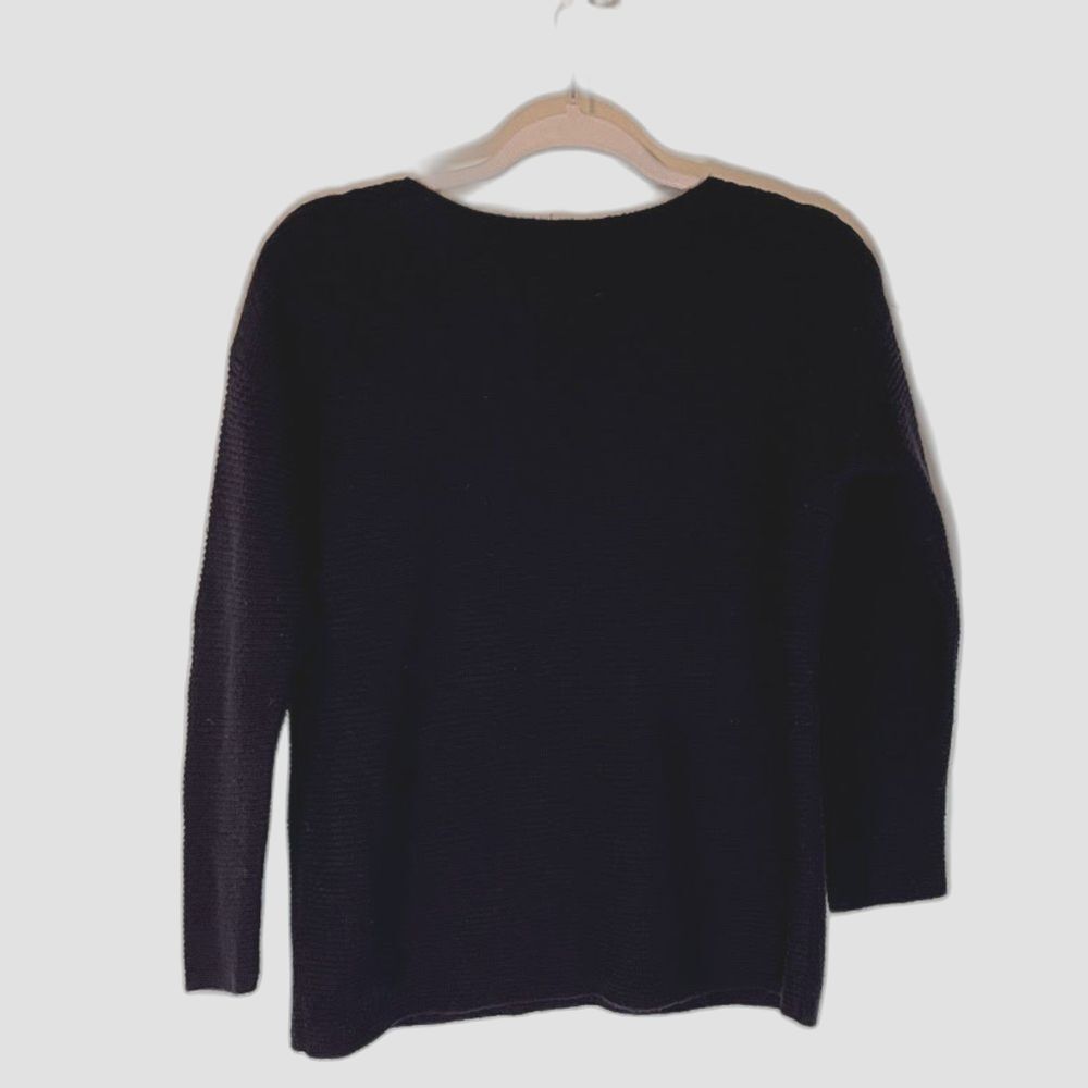 Talbots Petites Sweater M Navy Blue Lambswool Blnd Preppy Dark Academia Heritage - Picture 4 of 9